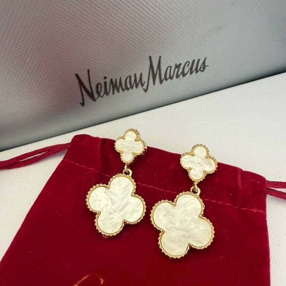 Clover Earrings Jewelry - Golden Pearl Clover Earrings 14k